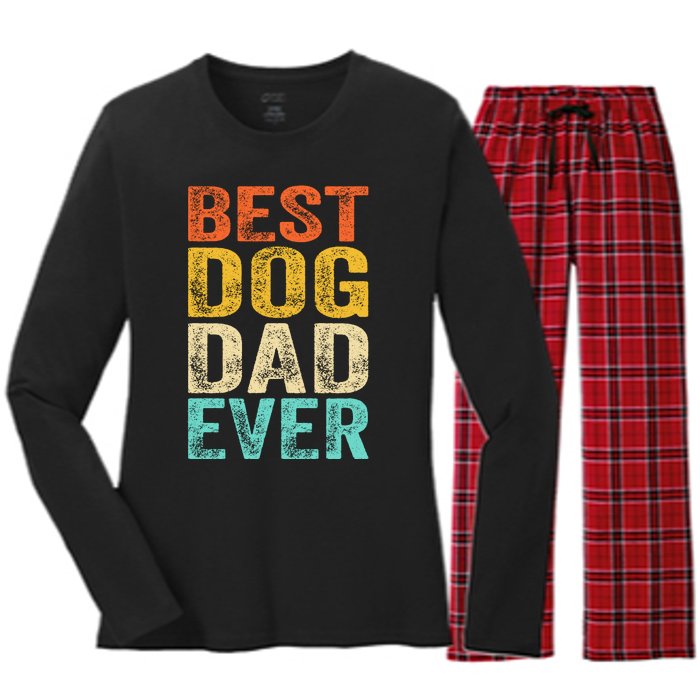 Best Dog Dad Ever FatherS Day Women's Long Sleeve Flannel Pajama Set 