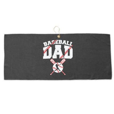 Baseball Dad - Dad Baseball Father's Day Large Microfiber Waffle Golf Towel