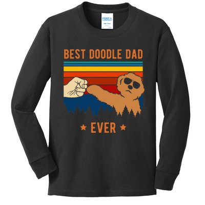 Best Doodle Dad Ever Funny Dog Goldendoodle Labradoodle Kids Long Sleeve Shirt