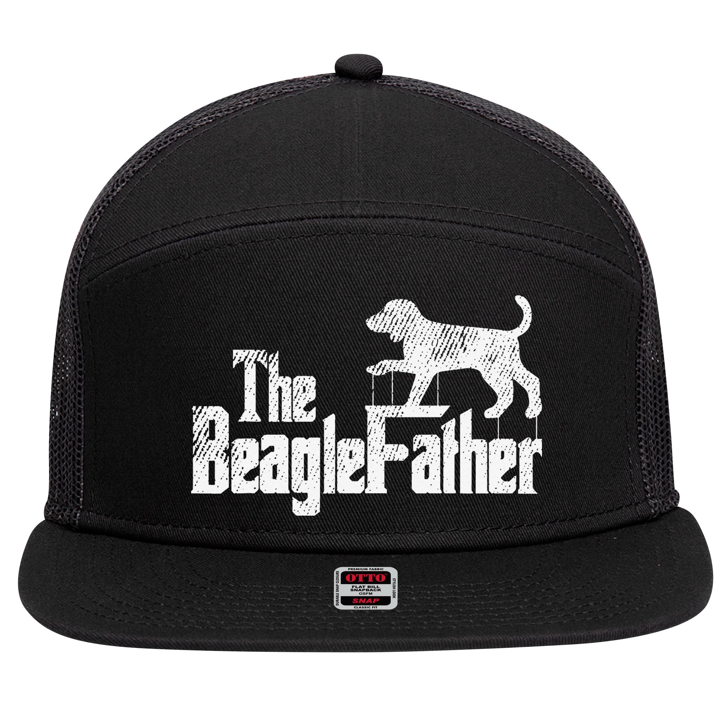 Beagle Dad Dog Father Funny Doggie Puppy Pun Daddy Dada Pops 7 Panel Mesh Trucker Snapback Hat