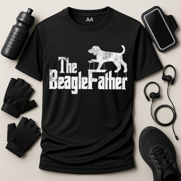 Beagle Dad Dog Father Funny Doggie Puppy Pun Daddy Dada Pops Cooling Performance Crew T-Shirt