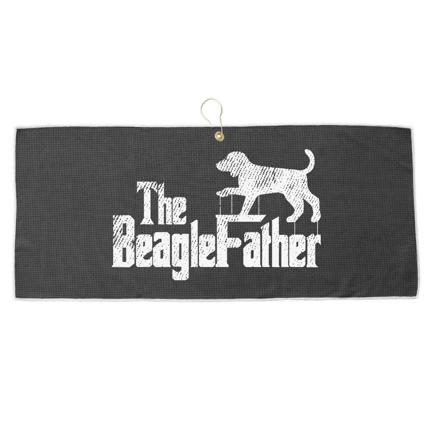 Beagle Dad Dog Father Funny Doggie Puppy Pun Daddy Dada Pops Large Microfiber Waffle Golf Towel