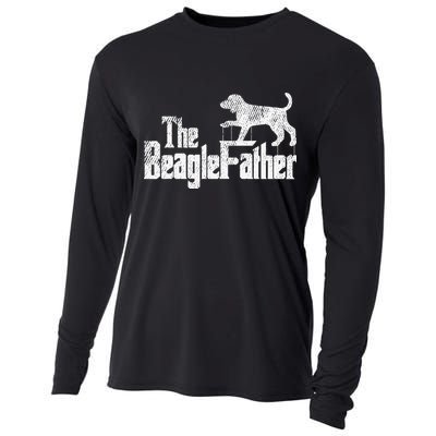 Beagle Dad Dog Father Funny Doggie Puppy Pun Daddy Dada Pops Cooling Performance Long Sleeve Crew