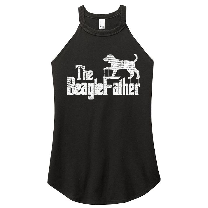 Beagle Dad Dog Father Funny Doggie Puppy Pun Daddy Dada Pops Women's Perfect Tri Rocker Tank