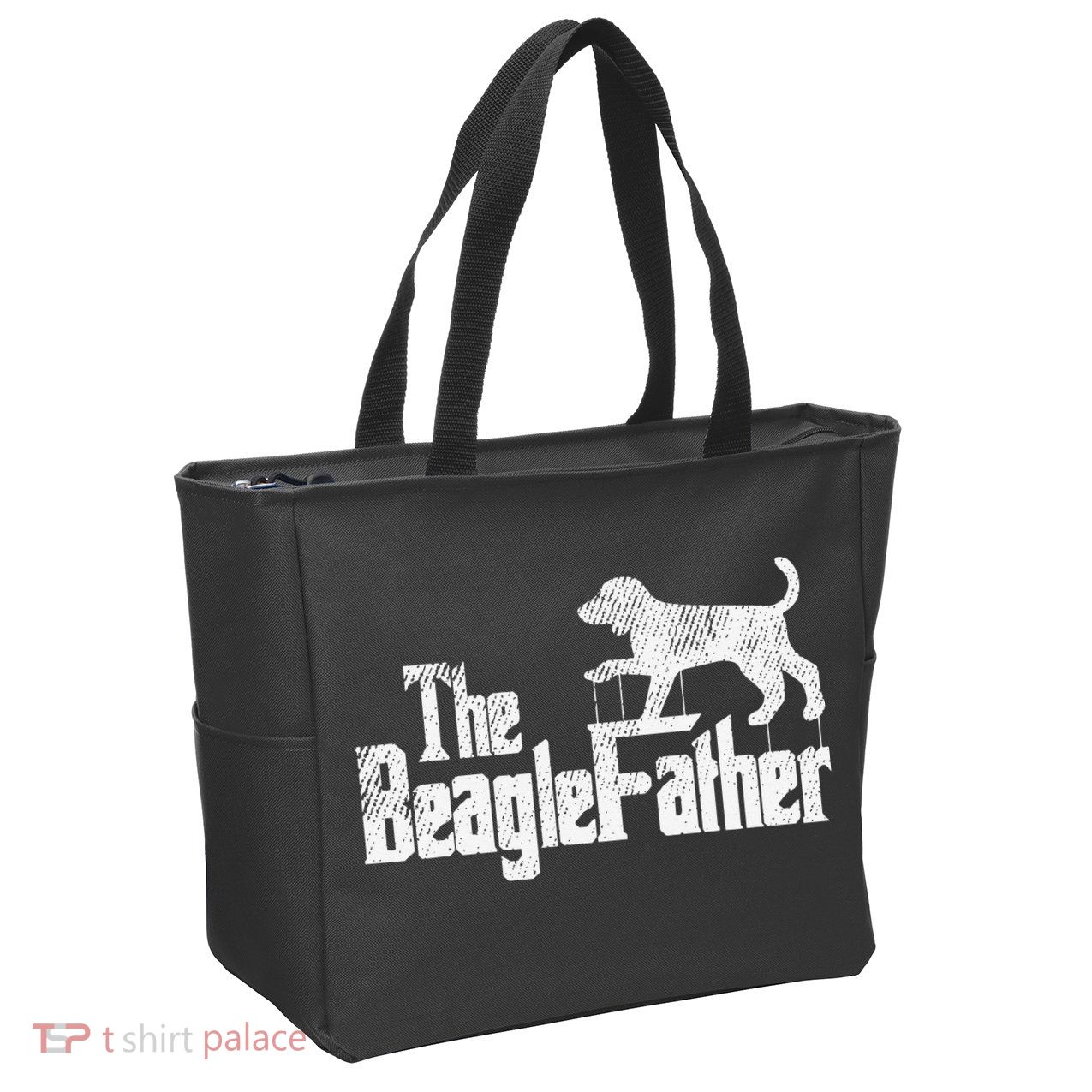 Beagle Dad Dog Father Funny Doggie Puppy Pun Daddy Dada Pops Zip Tote Bag