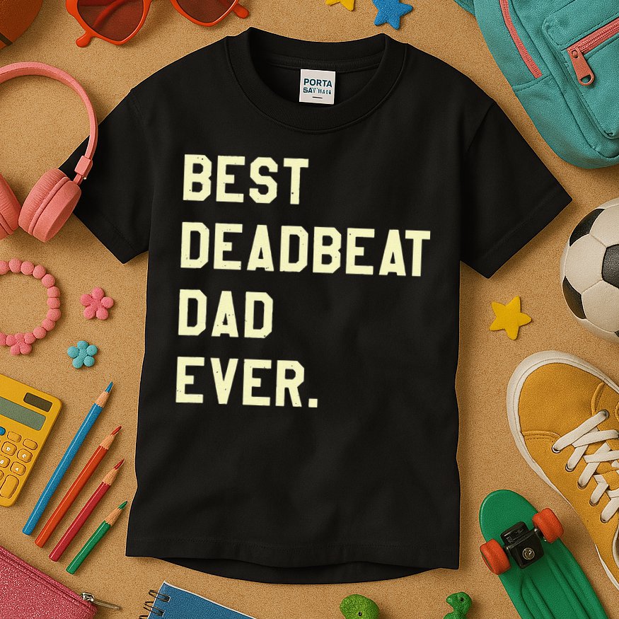 Best Deadbeat Dad Ever Novelty Gag Joke Father Kids T-Shirt