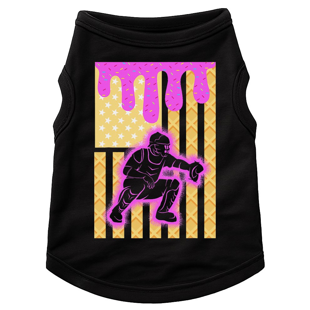 Baseball Drip Dripping Ice Cream Baseball American Flag Doggie Tank