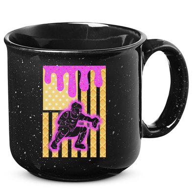 Baseball Drip Dripping Ice Cream Baseball American Flag 15oz Campfire Ceramic Mug