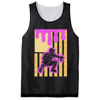 Baseball Drip Dripping Ice Cream Baseball American Flag Mesh Reversible Basketball Jersey Tank