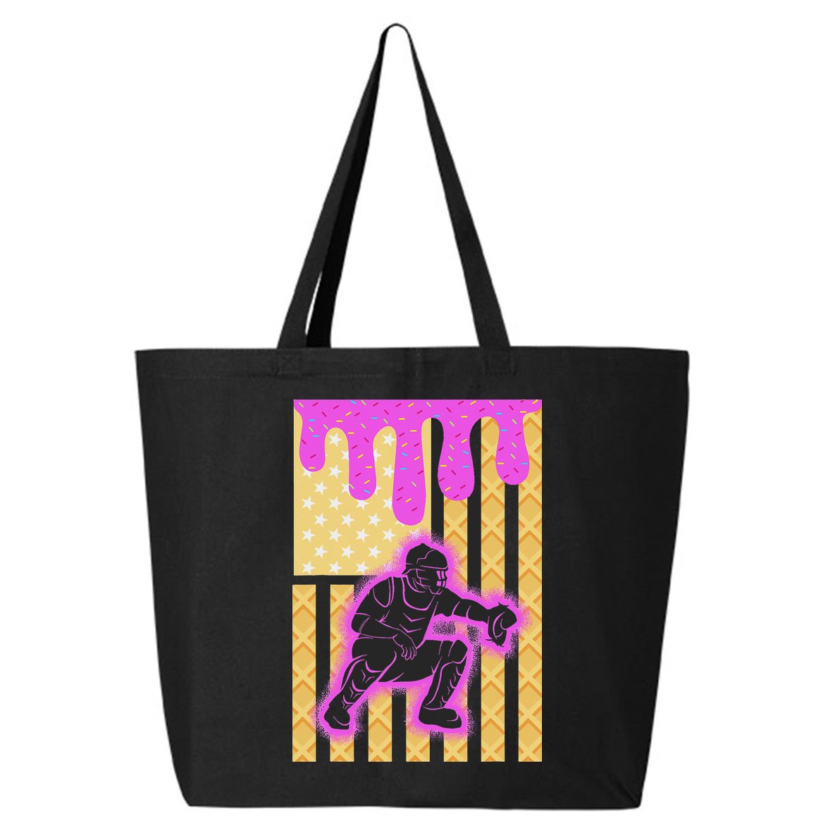 Baseball Drip Dripping Ice Cream Baseball American Flag 25L Jumbo Tote