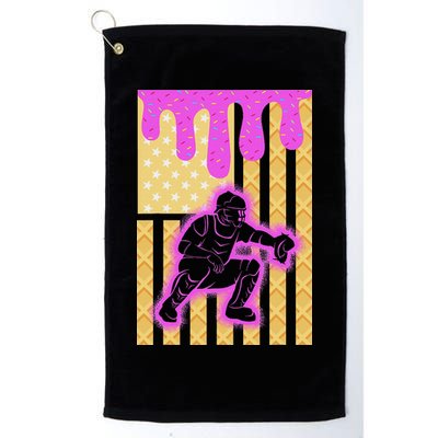 Baseball Drip Dripping Ice Cream Baseball American Flag Golf Towel