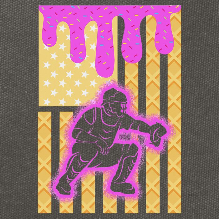 Baseball Drip Dripping Ice Cream Baseball American Flag Cotton Canvas Backpack