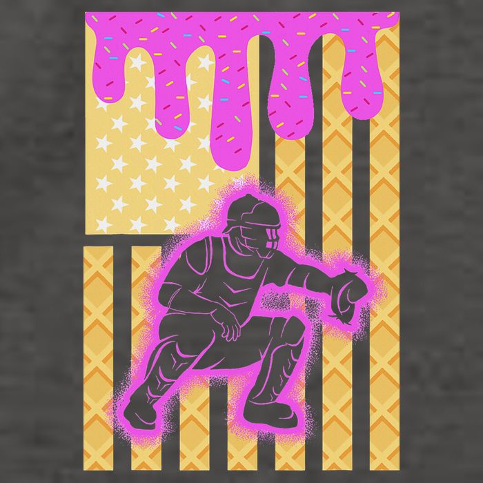 Baseball Drip Dripping Ice Cream Baseball American Flag Vector Backpack
