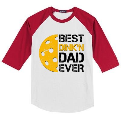 Best Dinkn Dad Ever Pickle Ball Kids Colorblock Raglan Jersey