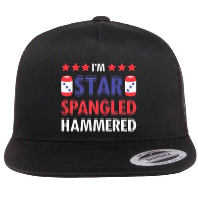 Beer Drinking Drinker Alcohol Funny 4th Of July Hammered Flat Bill Trucker Hat