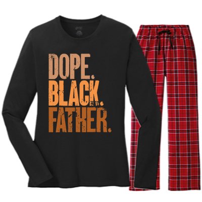 Black Dad Dope Black Father Fathers Day Women's Long Sleeve Flannel Pajama Set 