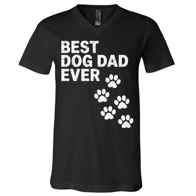 Best Dog Dad Ever Present For Fathers Day V-Neck T-Shirt
