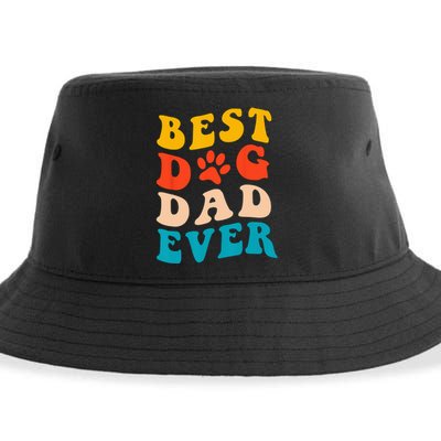 Best Dog Dad Ever Fathers Day Dog Dad Retro Vintage Sustainable Bucket Hat