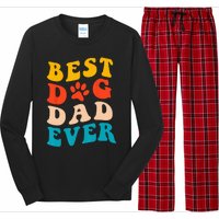 Best Dog Dad Ever Fathers Day Dog Dad Retro Vintage Long Sleeve Pajama Set