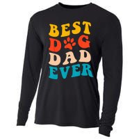 Best Dog Dad Ever Fathers Day Dog Dad Retro Vintage Cooling Performance Long Sleeve Crew