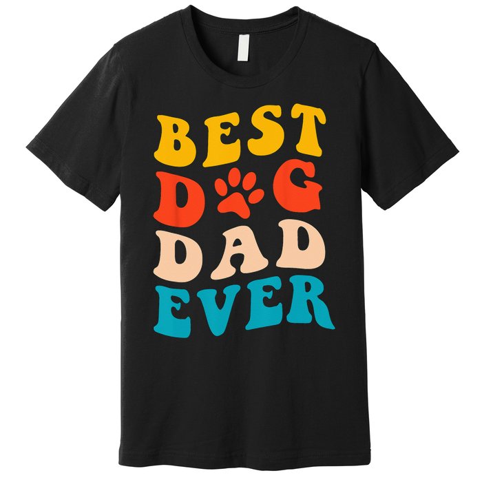 Best Dog Dad Ever Fathers Day Dog Dad Retro Vintage Premium T-Shirt