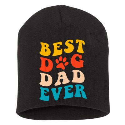 Best Dog Dad Ever Fathers Day Dog Dad Retro Vintage Short Acrylic Beanie