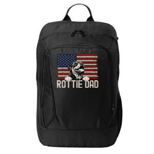 Best Dog Dad Ever American Flag Rottie Dad City Backpack