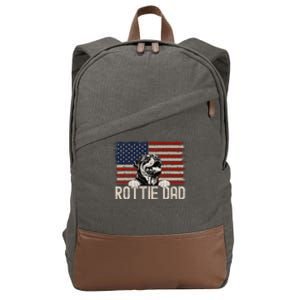 Best Dog Dad Ever American Flag Rottie Dad Cotton Canvas Backpack