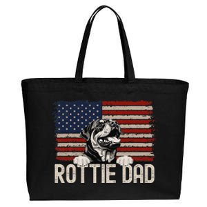 Best Dog Dad Ever American Flag Rottie Dad Cotton Canvas Jumbo Tote