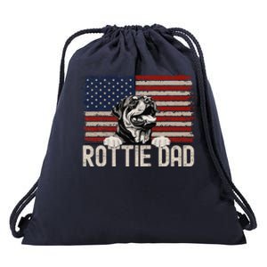 Best Dog Dad Ever American Flag Rottie Dad Drawstring Bag