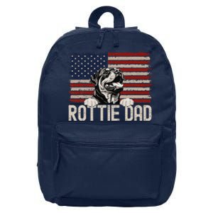 Best Dog Dad Ever American Flag Rottie Dad 16 in Basic Backpack