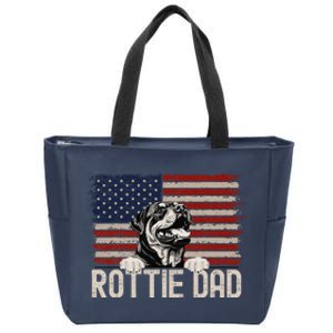 Best Dog Dad Ever American Flag Rottie Dad Zip Tote Bag