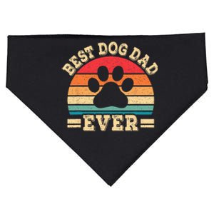 Best Dog Dad Ever Funny Dog Paw Daddy Father Retro Dog Lover USA-Made Doggie Bandana