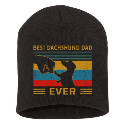 Best Dachshund Dad Ever Funny Weiner Dog Gifts  Short Acrylic Beanie