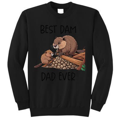 Best Dam Dad Funny Beaver Fathers Day Animal Pun Design Sweatshirt