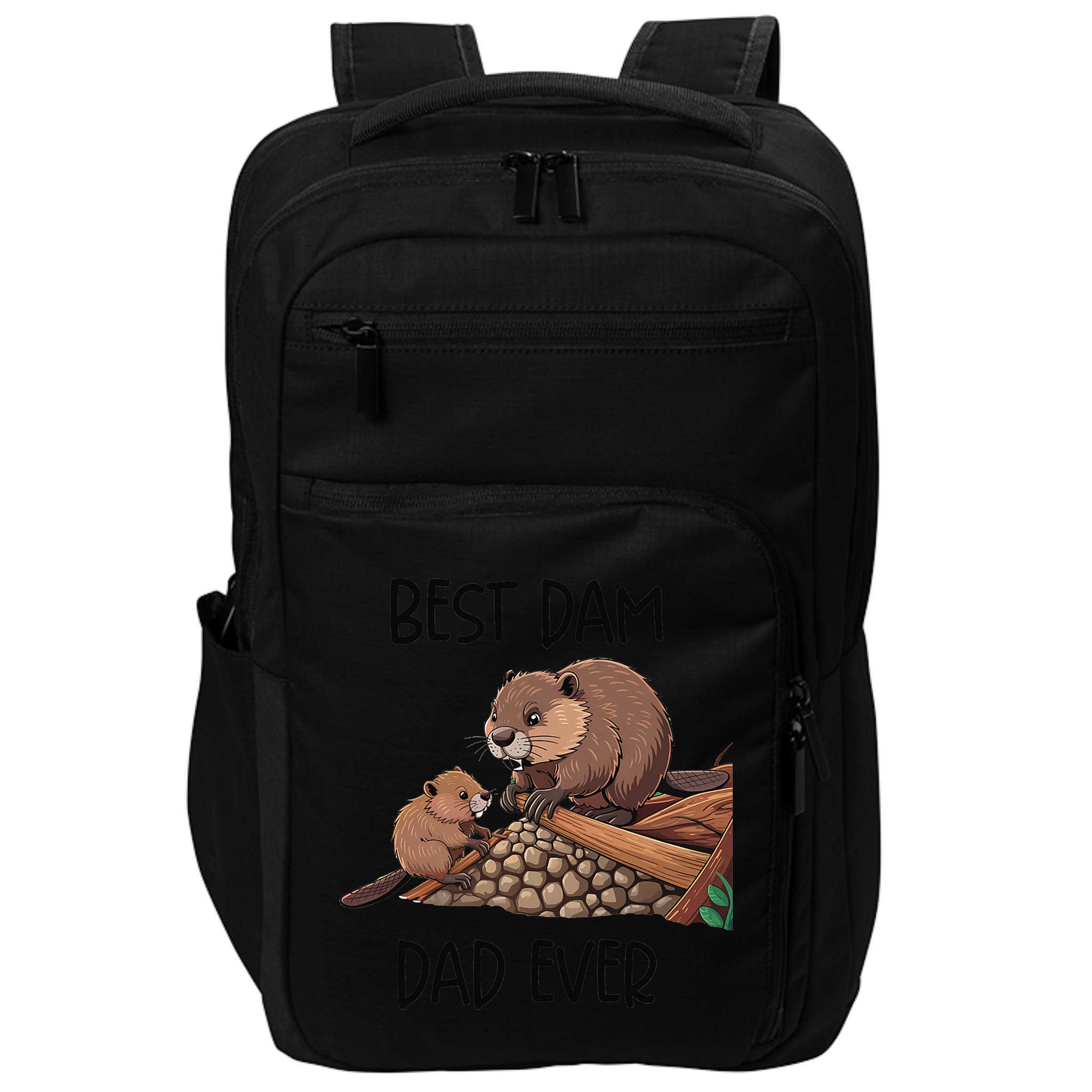 Best Dam Dad Funny Beaver Fathers Day Animal Pun Design Impact Tech Backpack
