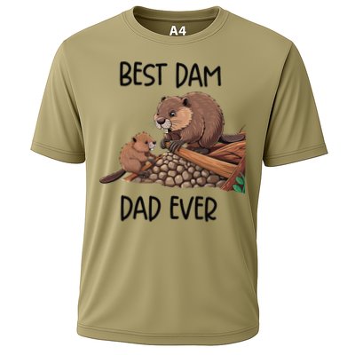Best Dam Dad Funny Beaver Fathers Day Animal Pun Design Cooling Performance Crew T-Shirt