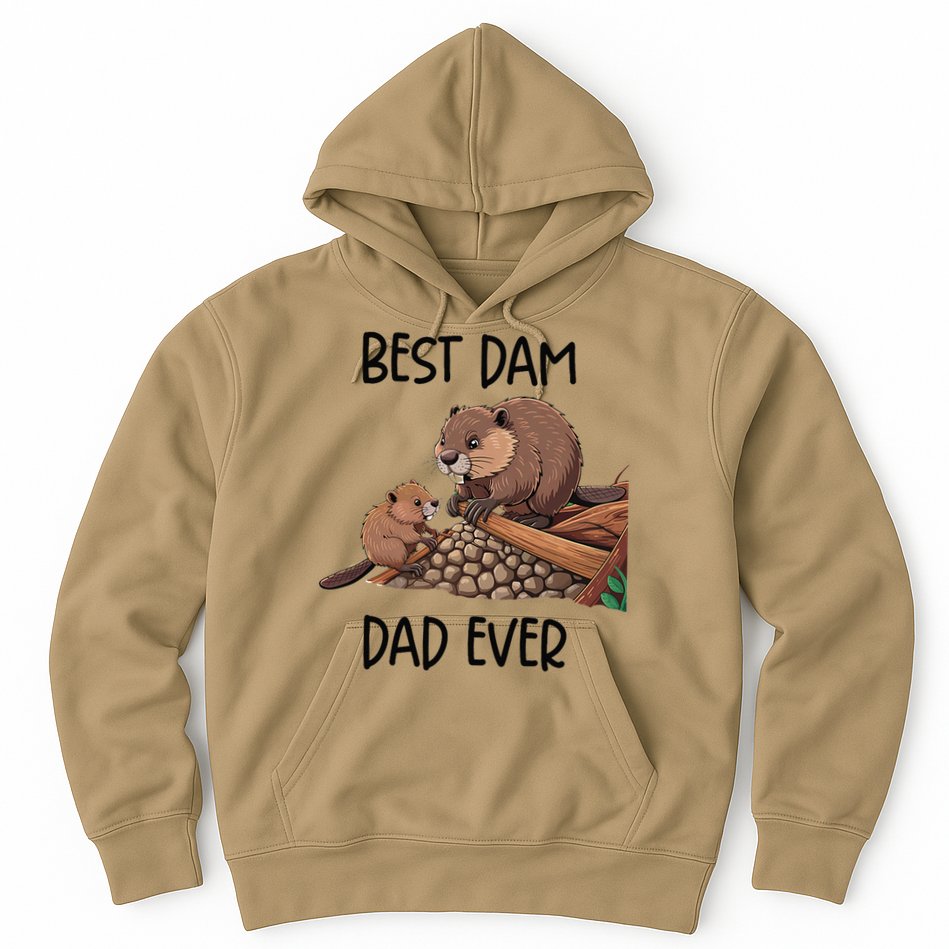 Best Dam Dad Funny Beaver Fathers Day Animal Pun Design Hoodie