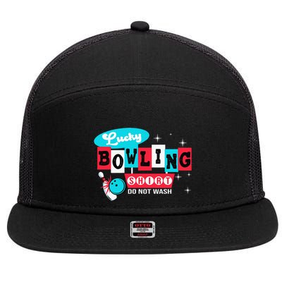 Bowling Design Do Not Wash This Is My Lucky Bowling 7 Panel Mesh Trucker Snapback Hat