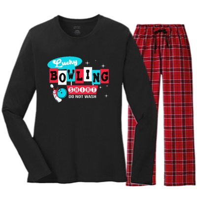 Bowling Design Do Not Wash This Is My Lucky Bowling Women's Long Sleeve Flannel Pajama Set 