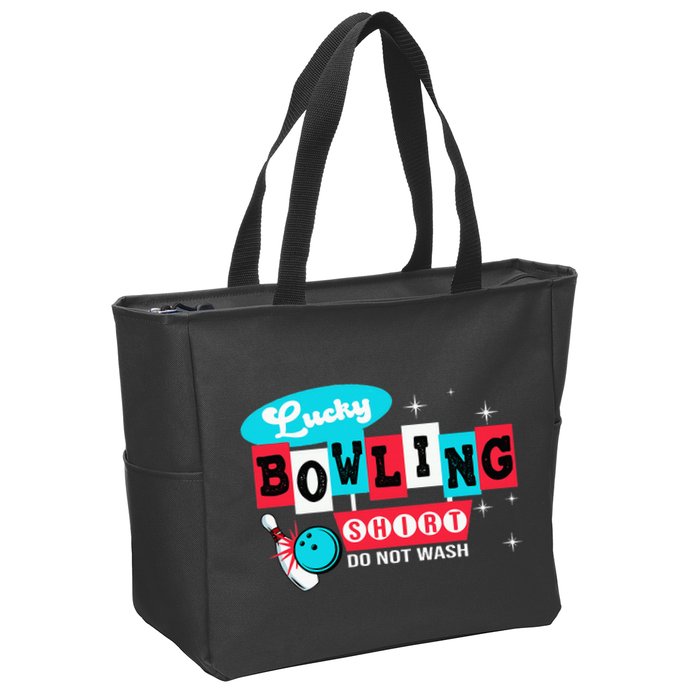 Bowling Design Do Not Wash This Is My Lucky Bowling Zip Tote Bag