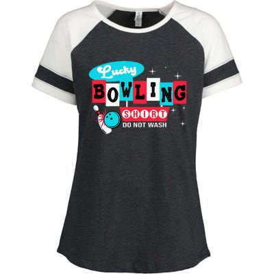 Bowling Design Do Not Wash This Is My Lucky Bowling Enza Ladies Jersey Colorblock Tee