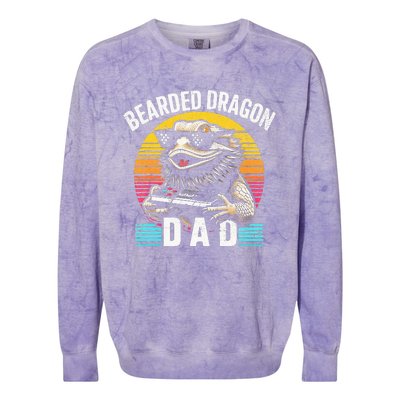 Bearded Dragon Dad Vintage Video Game Lizard Reptile Lover  Colorblast Crewneck Sweatshirt