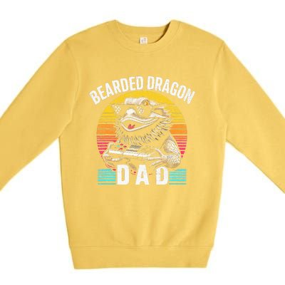 Bearded Dragon Dad Vintage Video Game Lizard Reptile Lover  Premium Crewneck Sweatshirt