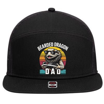 Bearded Dragon Dad Vintage Video Game Lizard Reptile Lover  7 Panel Mesh Trucker Snapback Hat