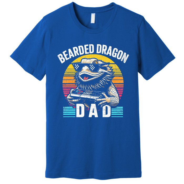 Bearded Dragon Dad Vintage Video Game Lizard Reptile Lover  Premium T-Shirt