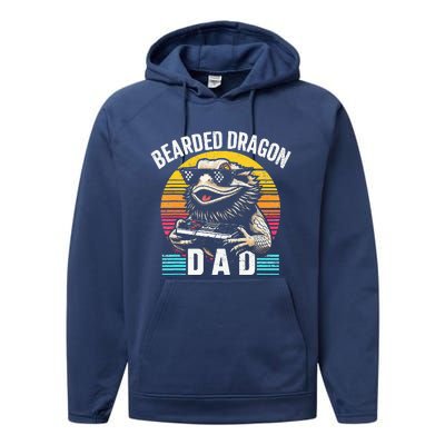 Bearded Dragon Dad Vintage Video Game Lizard Reptile Lover  Performance Fleece Hoodie