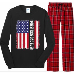 Best Dog Dad Ever American Flag Funny Daddy Father Dog Lover Long Sleeve Pajama Set