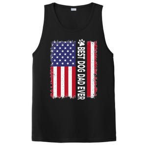 Best Dog Dad Ever American Flag Funny Daddy Father Dog Lover PosiCharge Competitor Tank