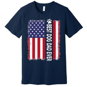 Best Dog Dad Ever American Flag Funny Daddy Father Dog Lover Premium T-Shirt